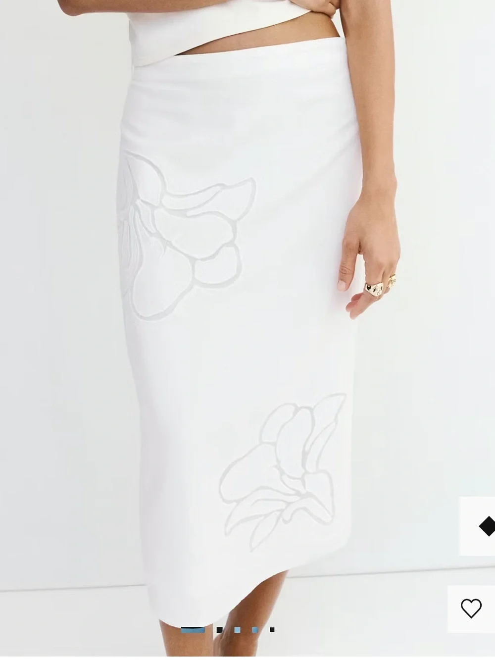 Mango White Midi Skirt with Floral Embroidery FLORAL EMBROIDERED LINEN SKIRT1368
